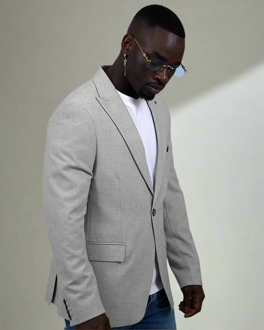 2H #26924 Light Gray One Button Blazer