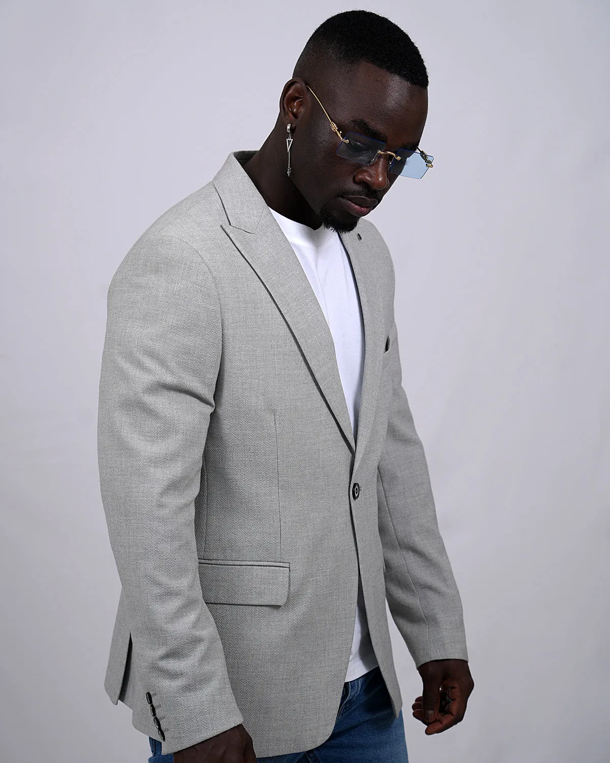 2H #26924 Light Gray One Button Blazer