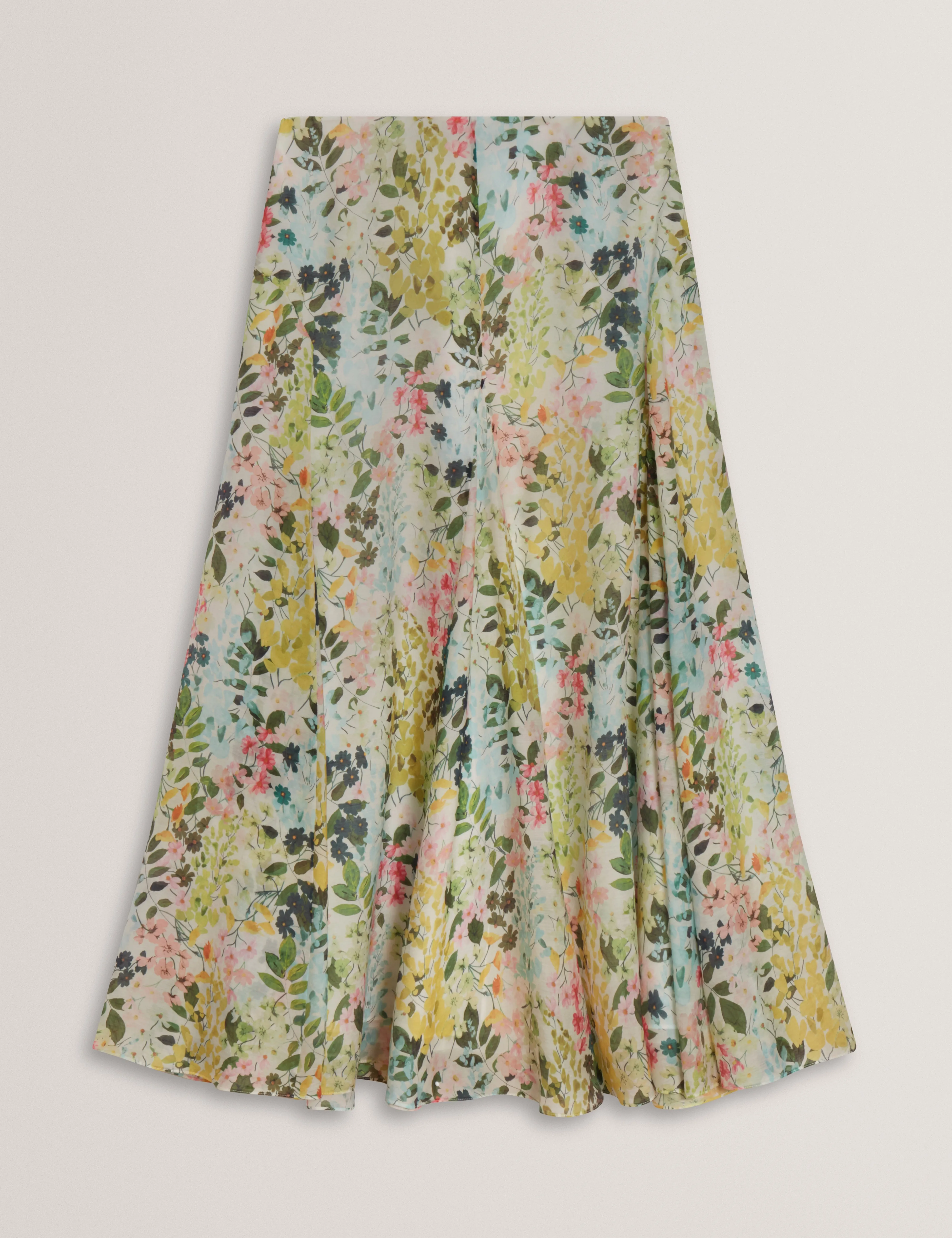 Azulla Printed Seam Detailing Midi Skirt Ivory