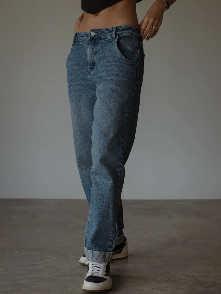 BAGGY RELAXED JEAN  - MEDIUM BLUE