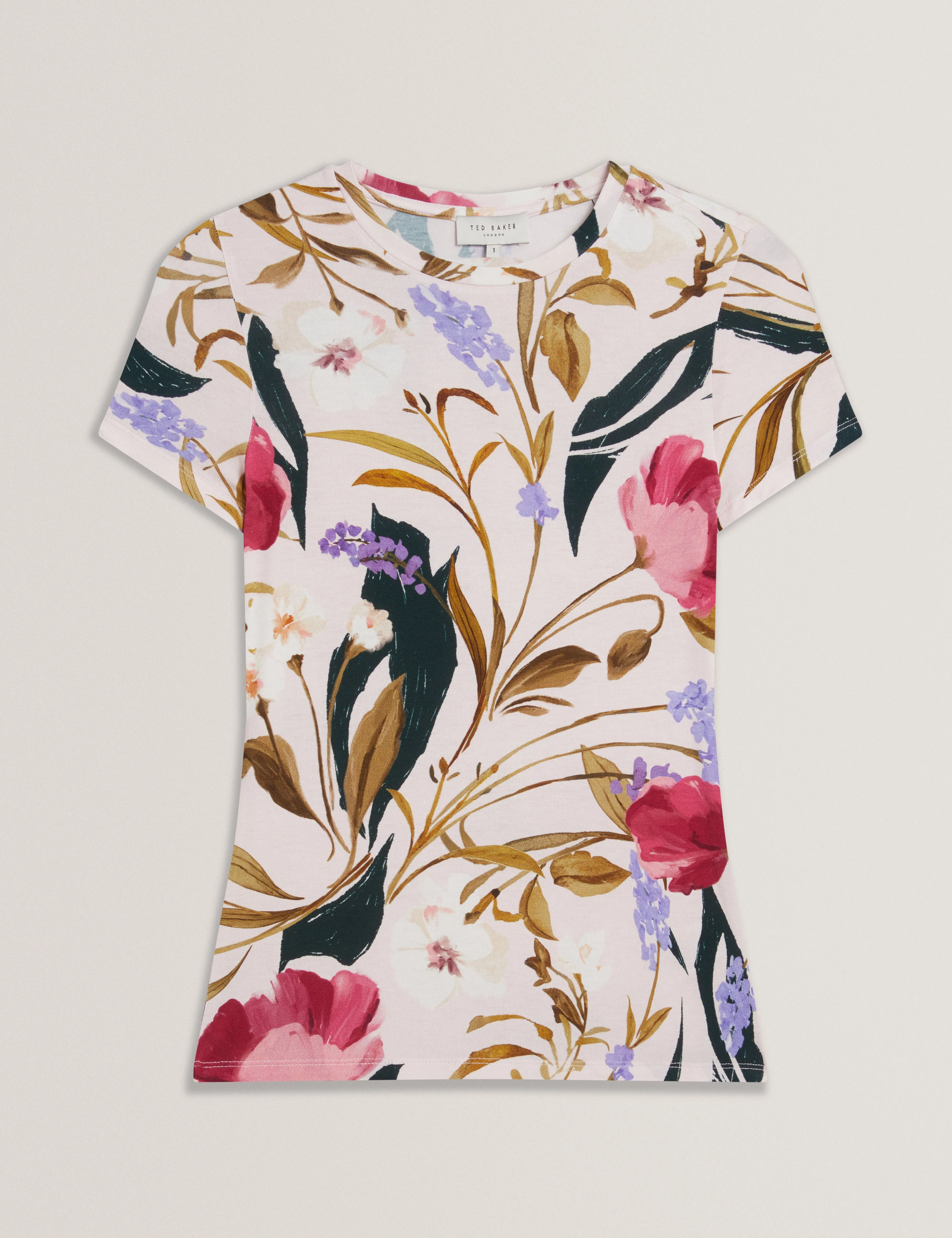 Belliea Printed Fitted Tee Pl-Pink