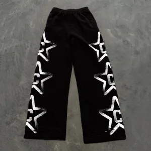 Blavra Artistic Vintage Star Stylish Sweats Flared Trousers