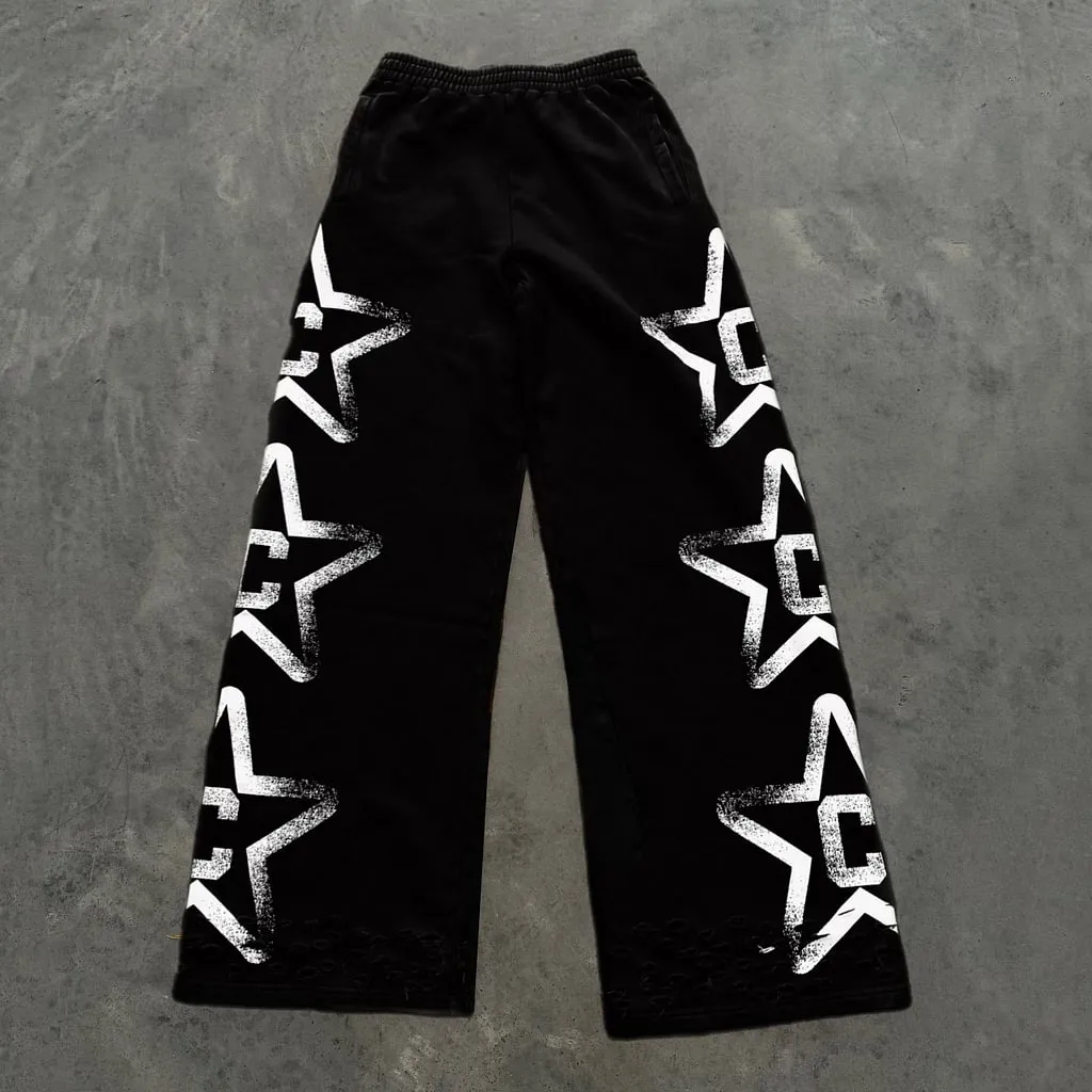 Blavra Artistic Vintage Star Stylish Sweats Flared Trousers