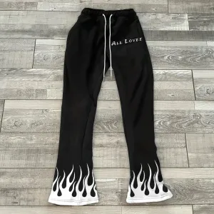 Blavra Unisex Men's Stylish Casual All Love Flame Print Flared Trousers