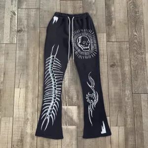 Blavra Vintage Hand-Painted Graphic Stylish Casual Flared Sweatpants