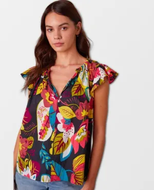 Candace Ruffle Sleeve Printed Top Eden