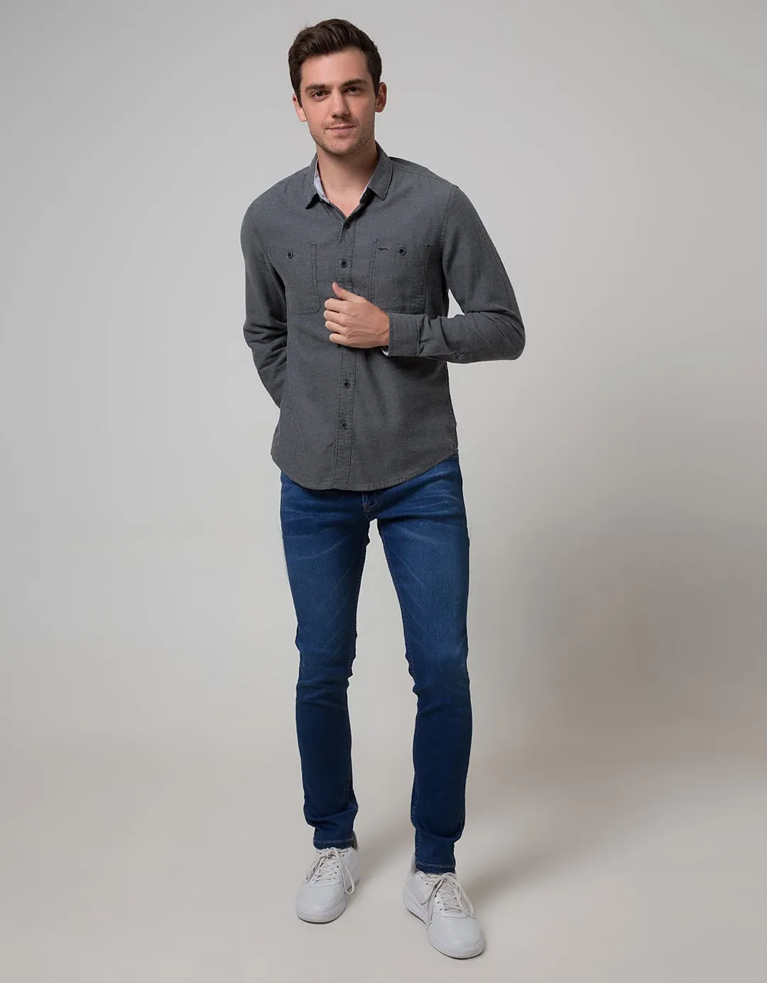 Cardinal Jeans Long Sleeve Men Kemeja