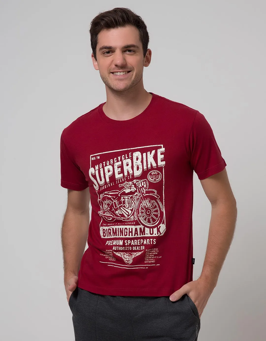 Cardinal Jeans Short Sleeve Men T-Shirt Oblong