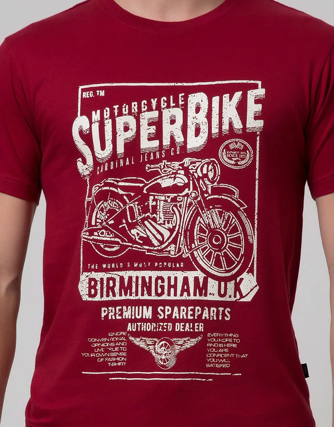 Cardinal Jeans Short Sleeve Men T-Shirt Oblong