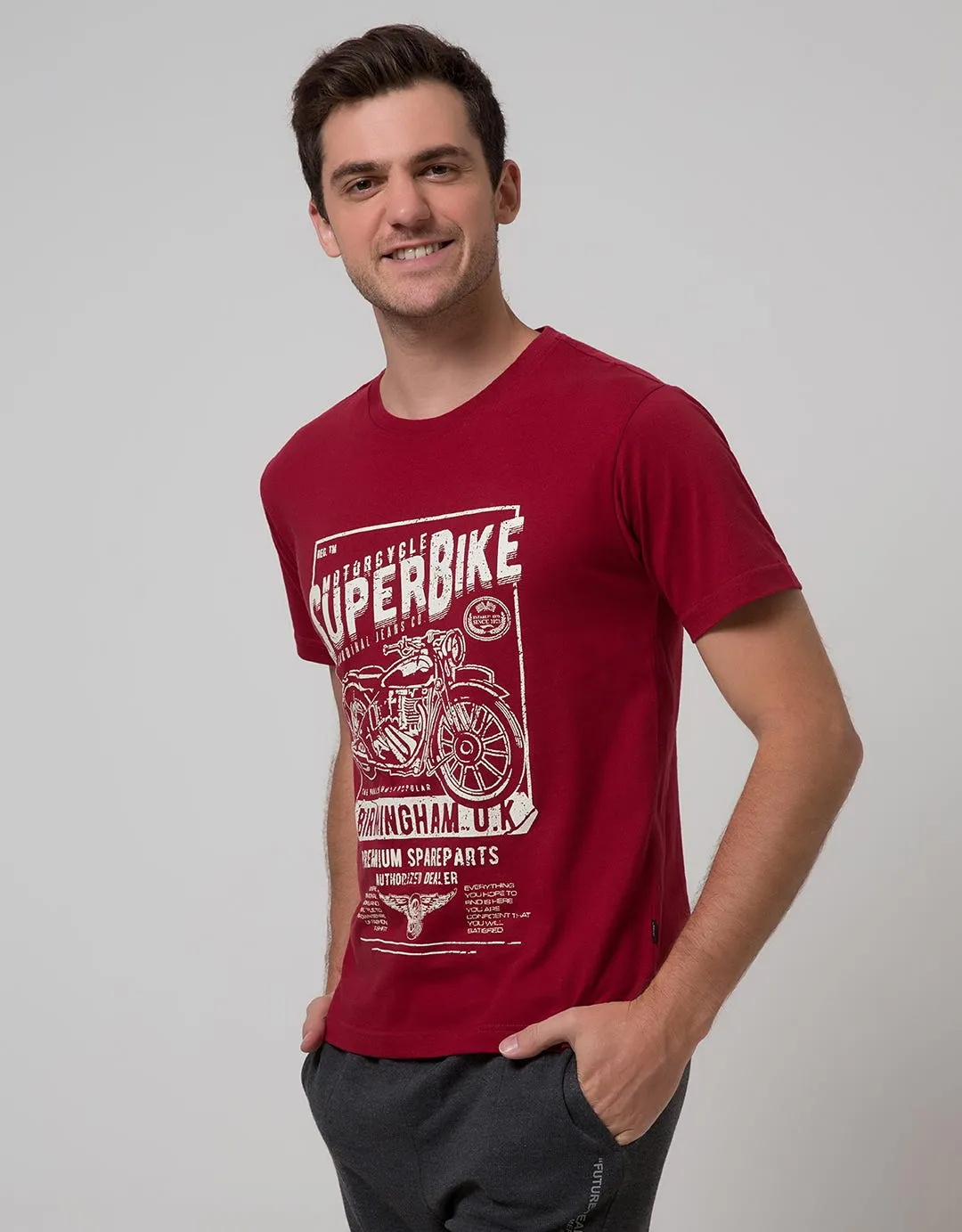 Cardinal Jeans Short Sleeve Men T-Shirt Oblong