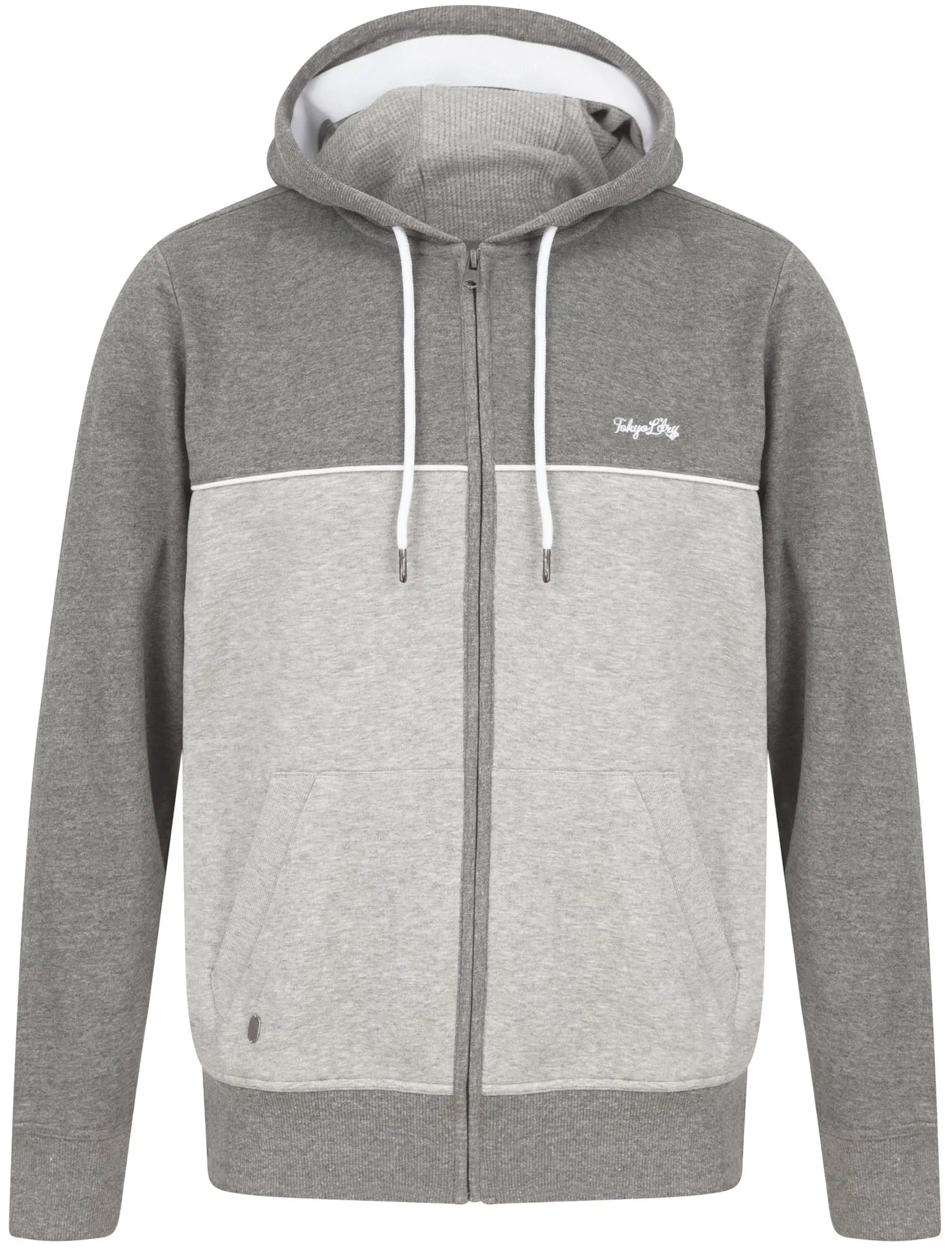 Carpenter Colour Block Zip Through Hoodie In Mid Grey Marl - Tokyo Laundry
