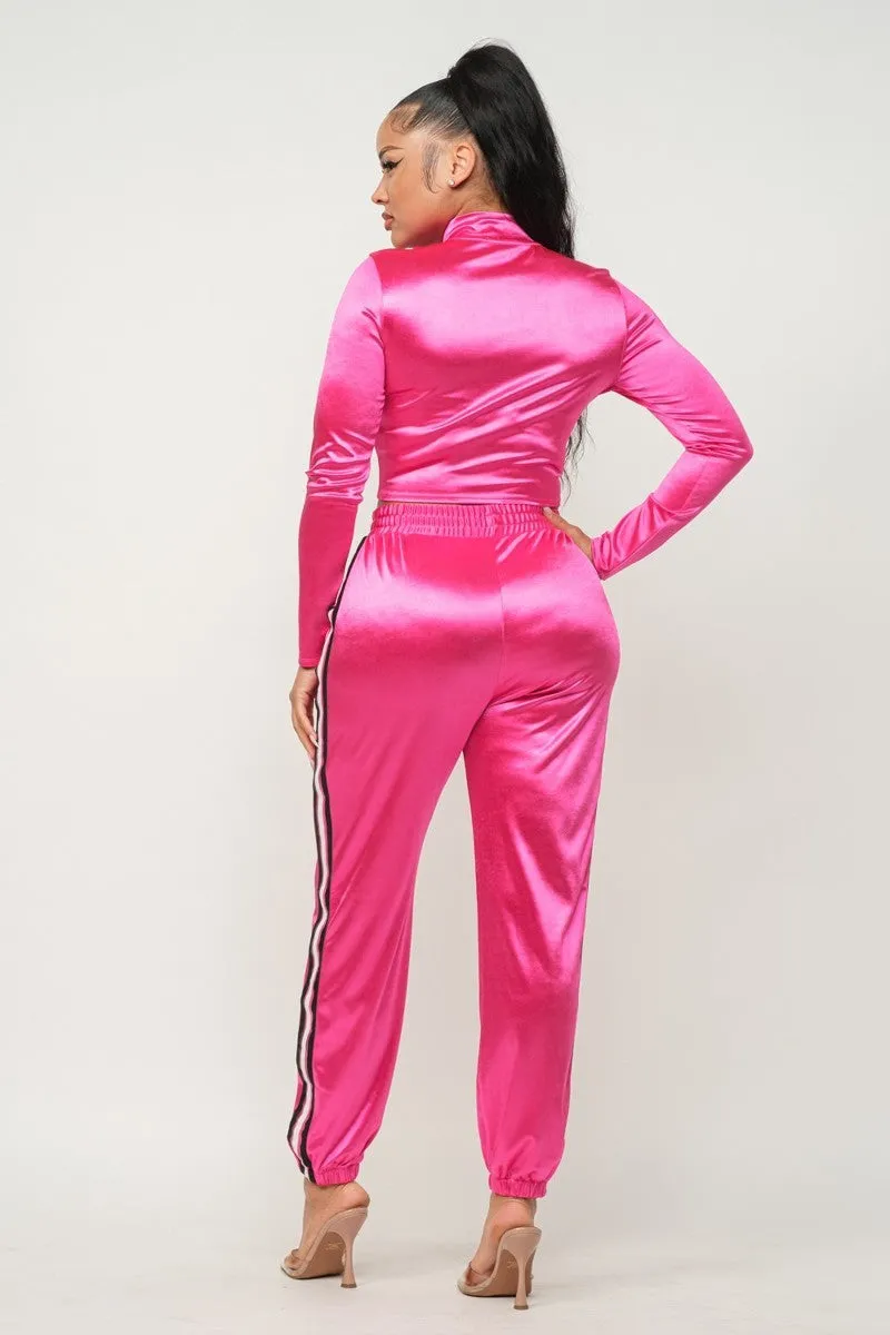 Casual Color Block Two-Piece Pants Set