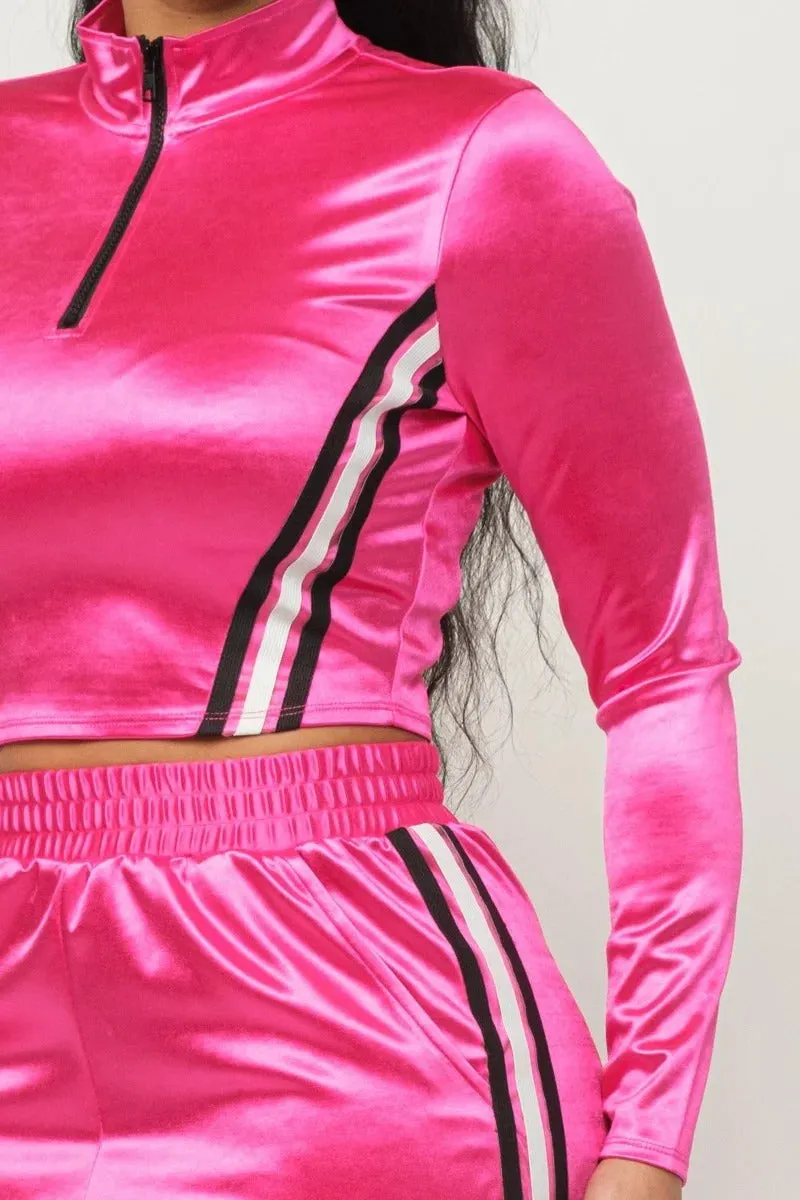 Casual Color Block Two-Piece Pants Set