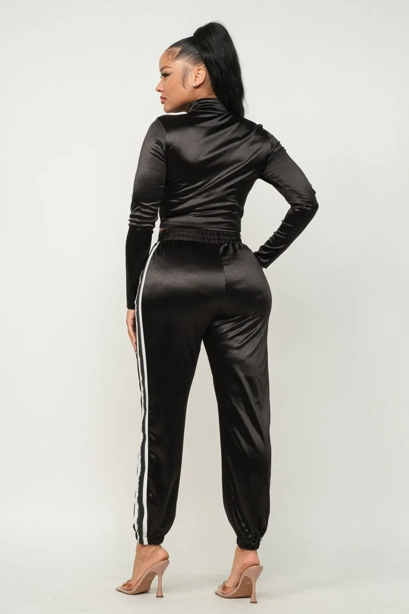 Casual Color Block Two-Piece Pants Set