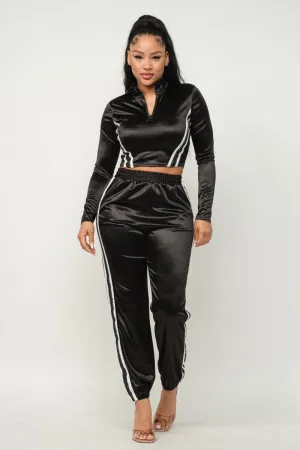 Casual Color Block Two-Piece Pants Set
