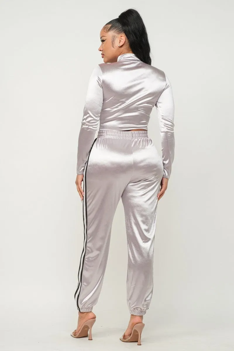 Casual Color Block Two-Piece Pants Set