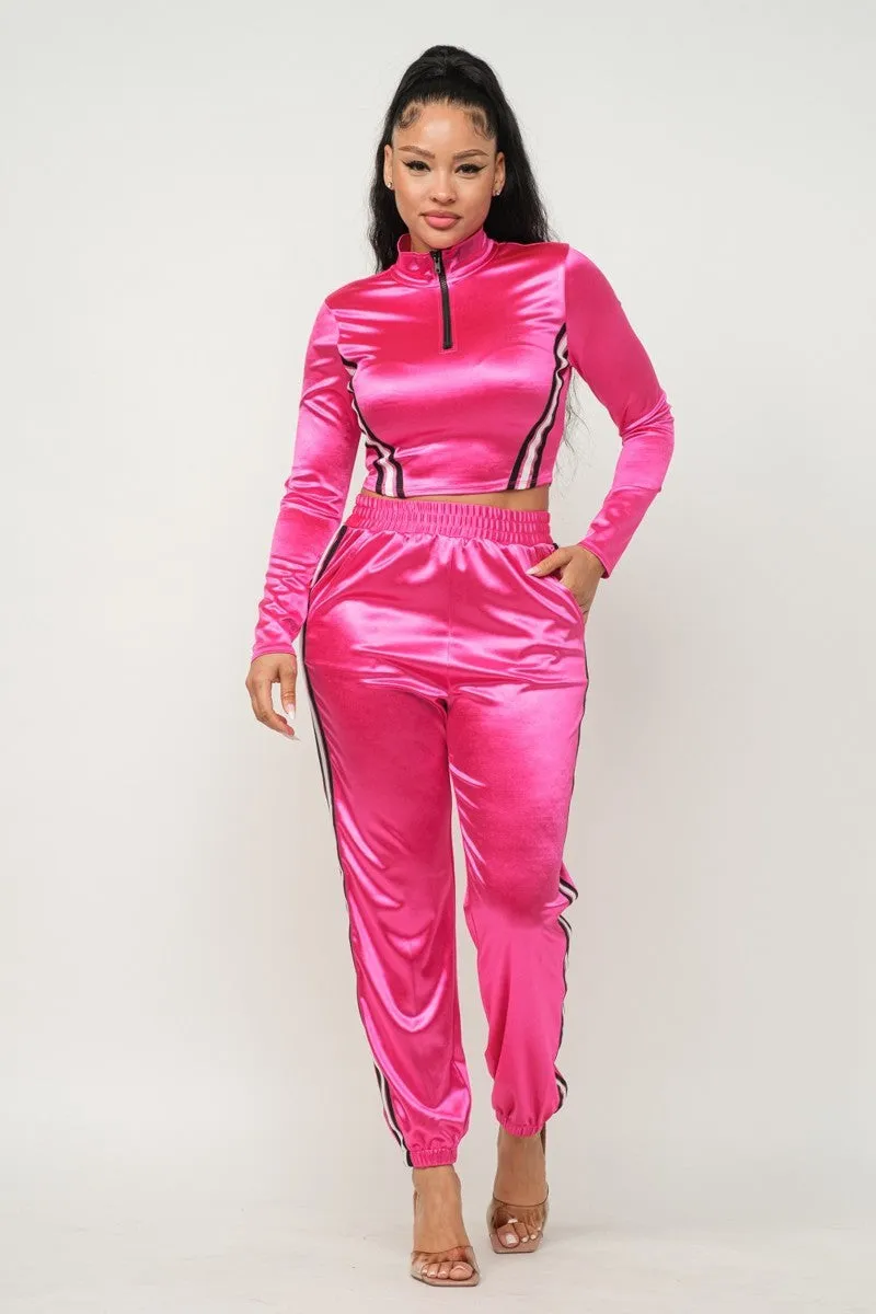 Casual Color Block Two-Piece Pants Set