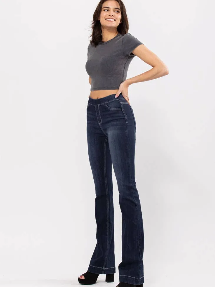 Cello Hi Rise Pull-on Flare Jeans
