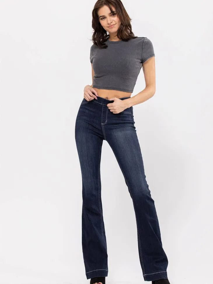 Cello Hi Rise Pull-on Flare Jeans