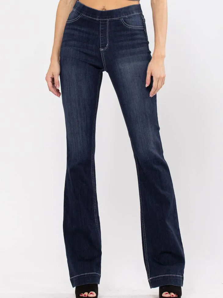 Cello Hi Rise Pull-on Flare Jeans