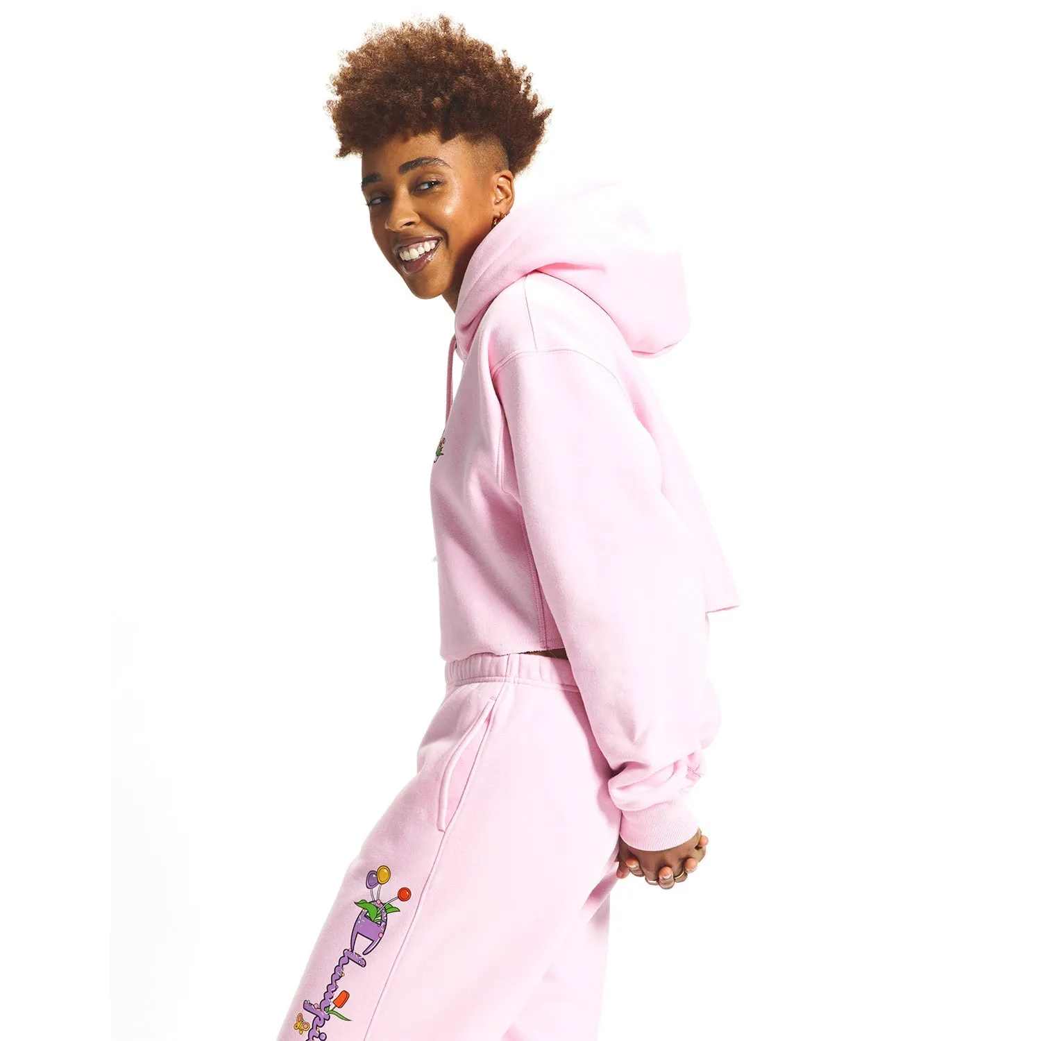 Champion Candy Land Reverse Weave Cropped Cut-Off Women's Hoodie Pink Candy