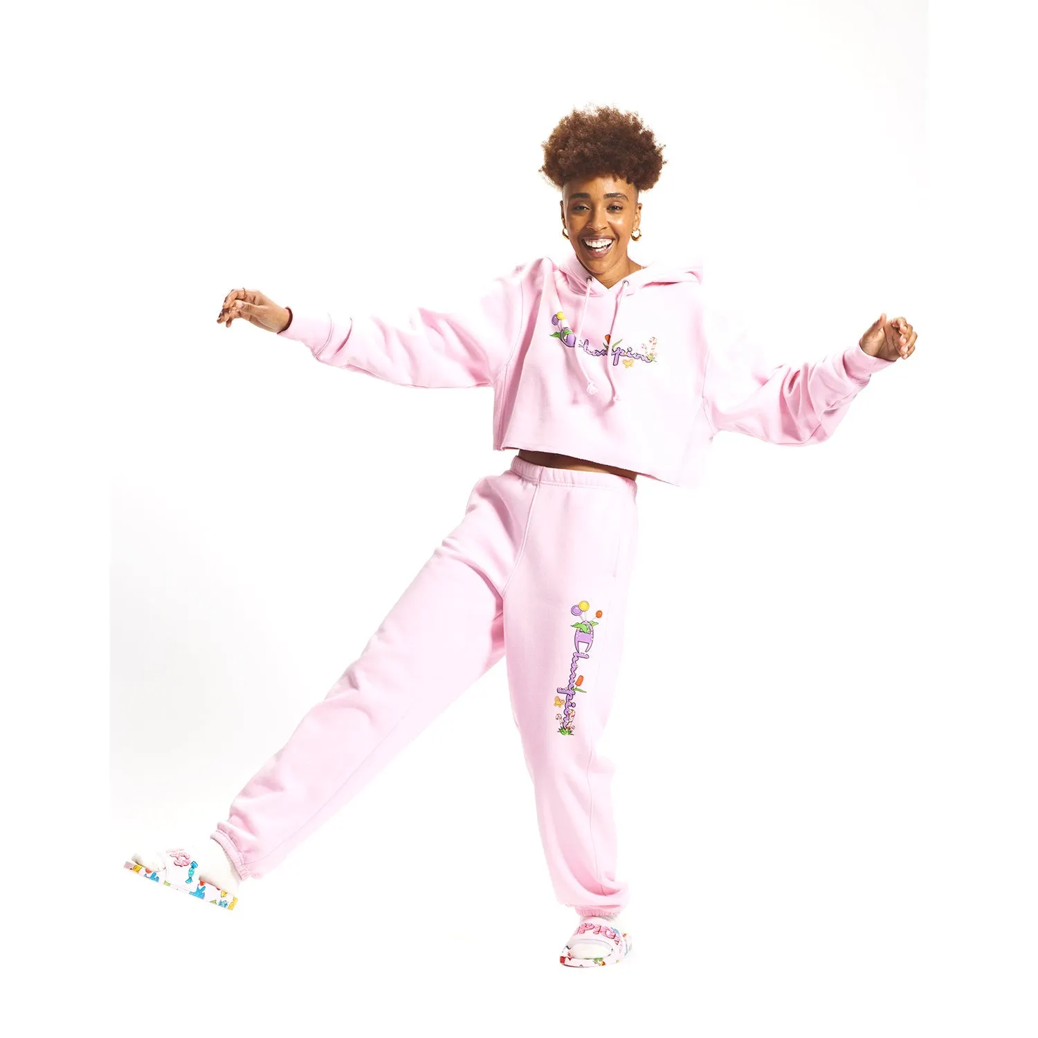 Champion Candy Land Reverse Weave Cropped Cut-Off Women's Hoodie Pink Candy