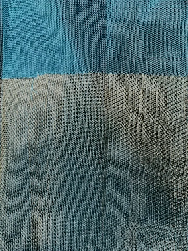 Charita Arctic blue gold silver checked kanchipuram silk saree