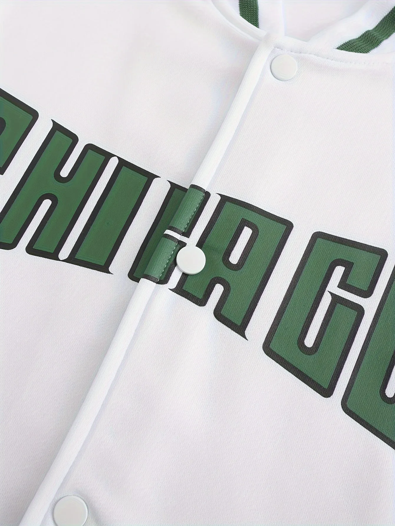 CHICAGO Print Men's Long Sleeve Button Up Baseball Jacket | Sports Coat