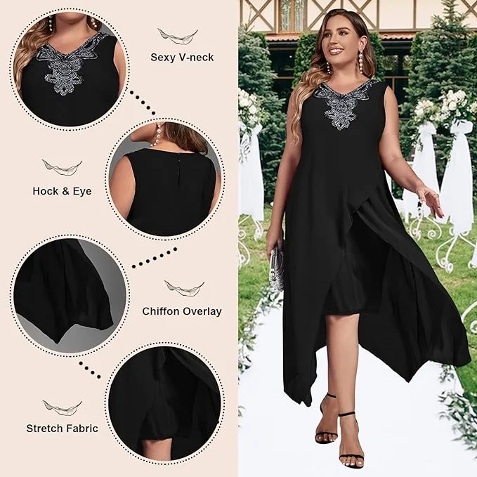 Chiffon Dress Loose Sleeveless Flowy Cocktail Party Midi Dresses