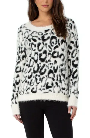 Crew Neck Jacquard Eyelash Sweater