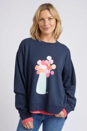Elm Janey Floral Crew Dark Sapphire