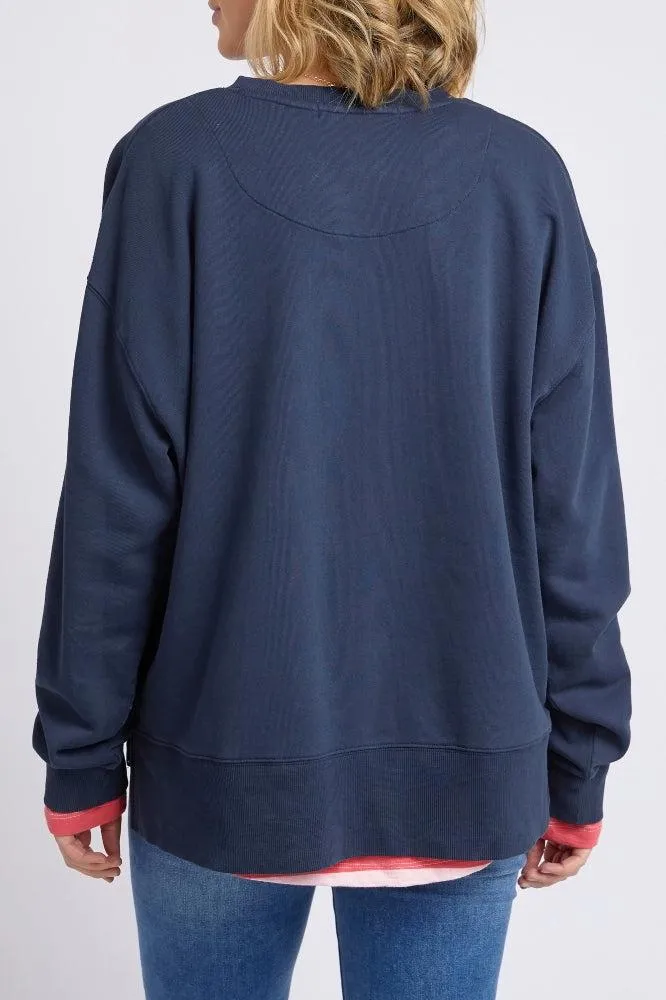 Elm Janey Floral Crew Dark Sapphire