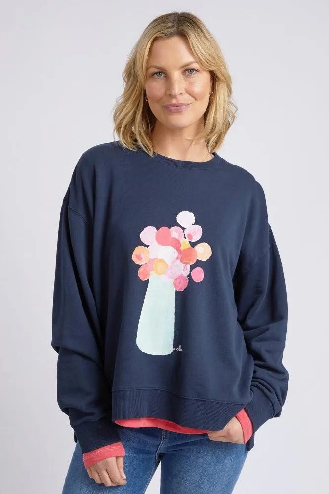 Elm Janey Floral Crew Dark Sapphire