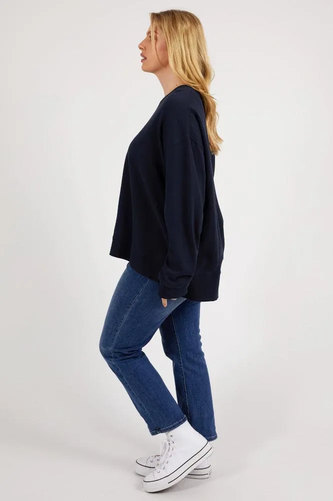 Elm Janey Floral Crew Dark Sapphire