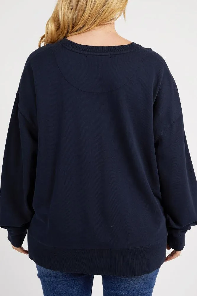 Elm Janey Floral Crew Dark Sapphire