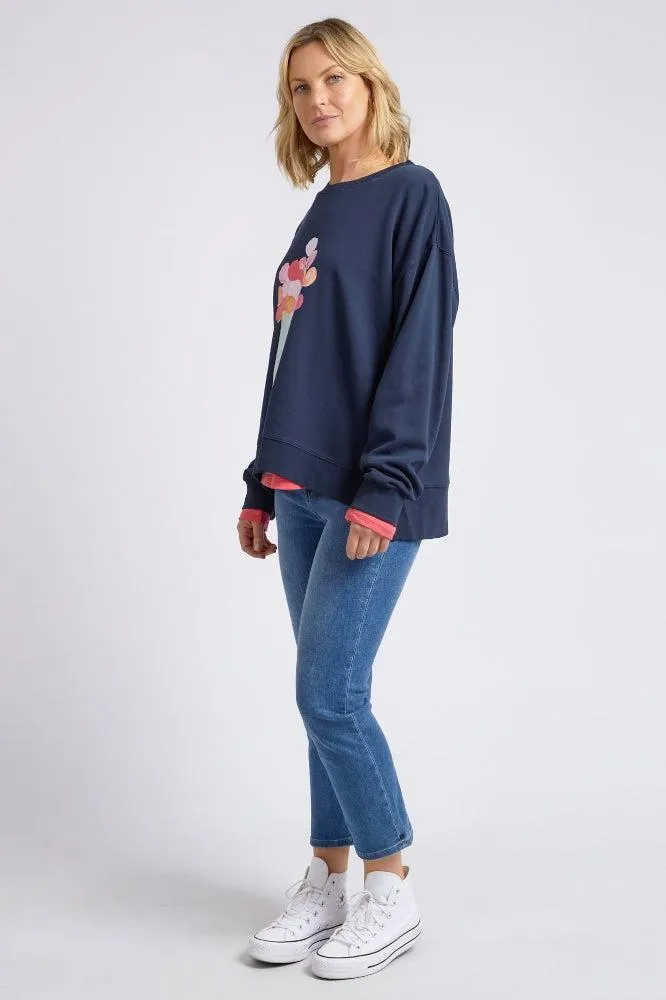 Elm Janey Floral Crew Dark Sapphire