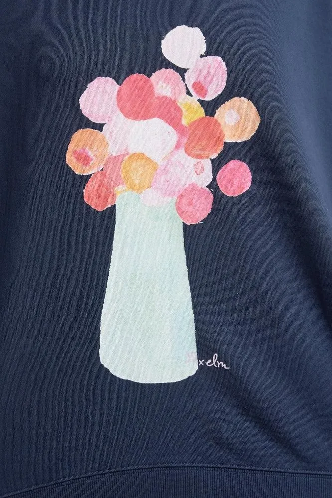 Elm Janey Floral Crew Dark Sapphire
