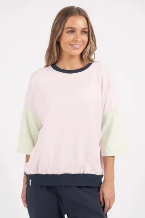 Elm Maizie Colour Block Sweat Powder Pink Navy Keylime