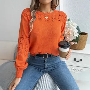 Fashion Hollow-out Lantern Sleeve Pullover Sweaters