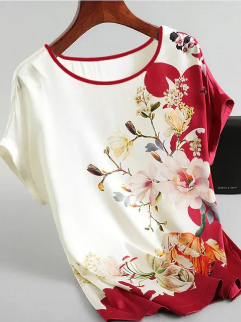 Fashion Vintage Floral Print Blouse Pullover Ladies