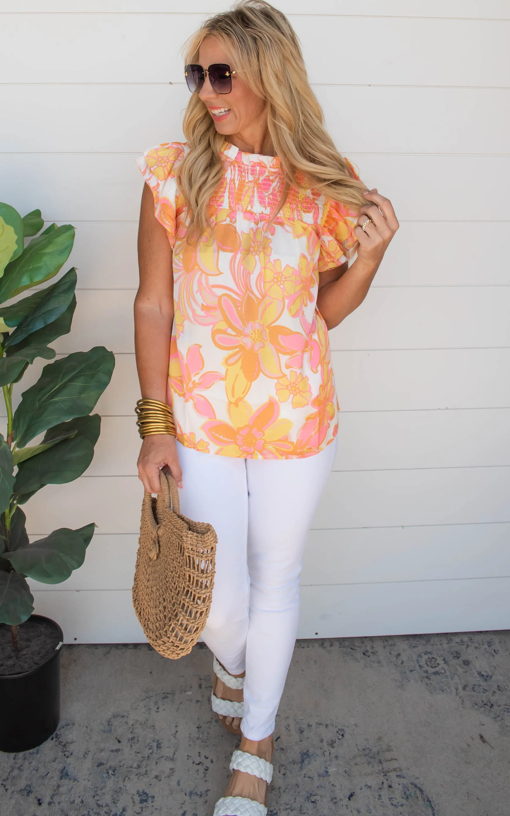 Flower Power Ruffle Short Sleeve Top | FINAL SALE