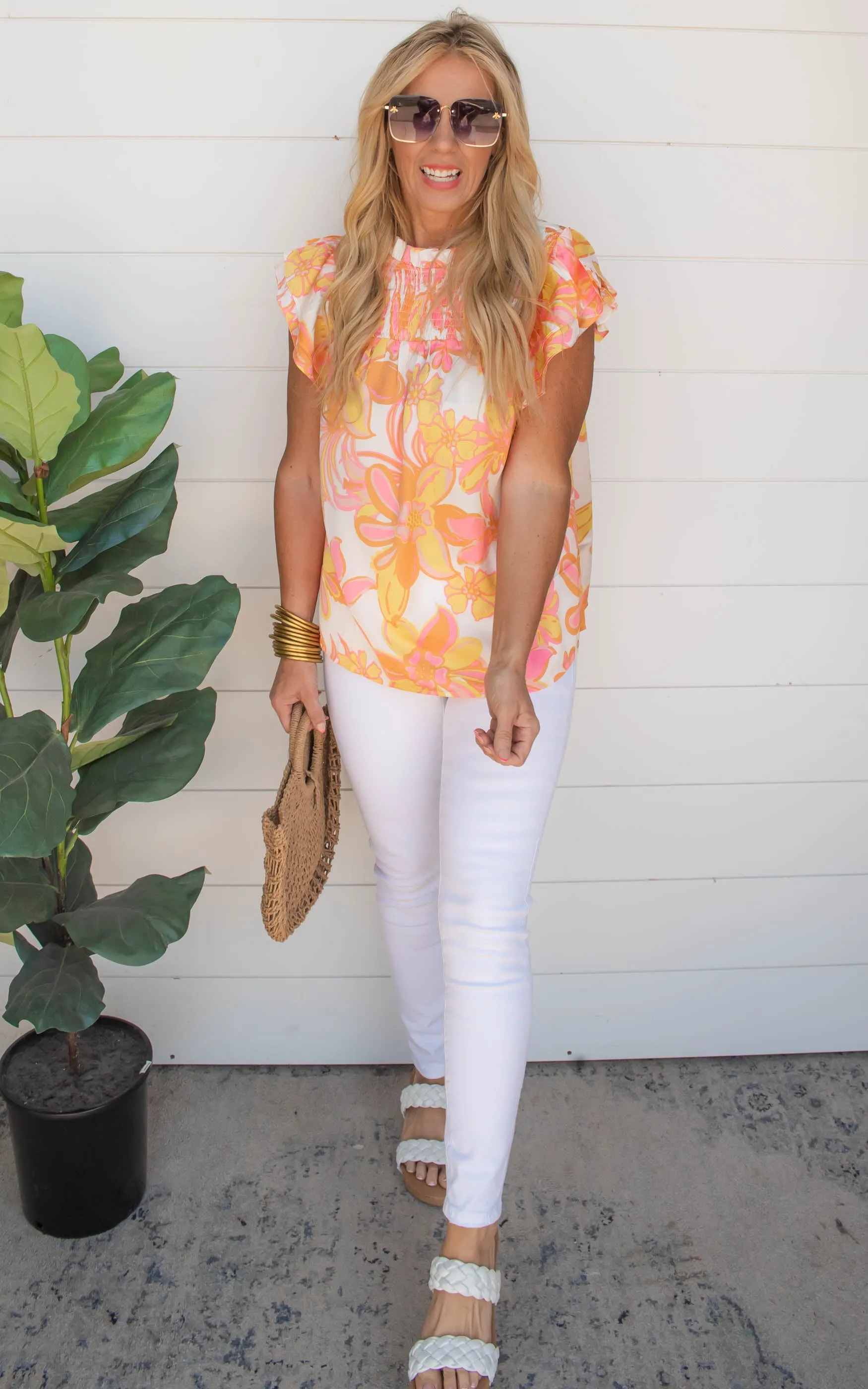 Flower Power Ruffle Short Sleeve Top | FINAL SALE