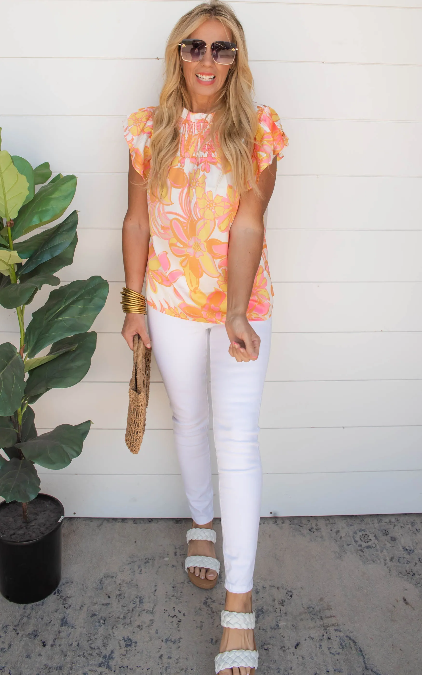 Flower Power Ruffle Short Sleeve Top | FINAL SALE