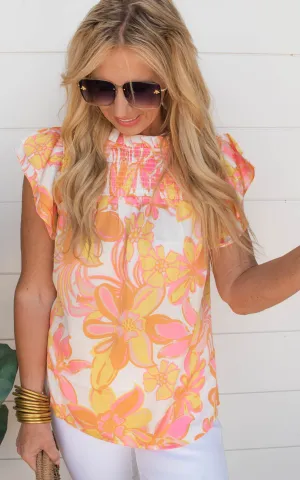 Flower Power Ruffle Short Sleeve Top | FINAL SALE