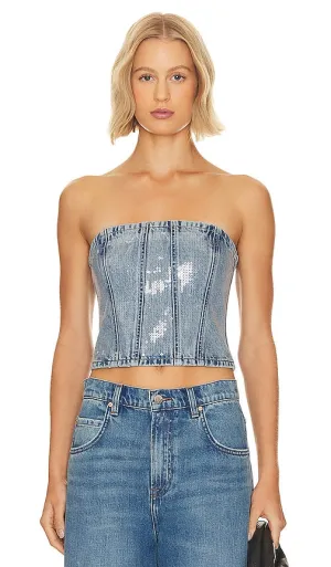 GRLFRND x Lindsi Lane Aurora Sequin Bustier in Blue