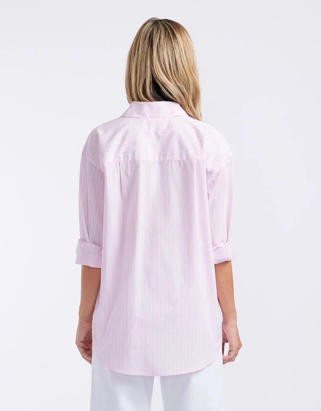 Hayley Classic Shirt - Pale Pink Stripe