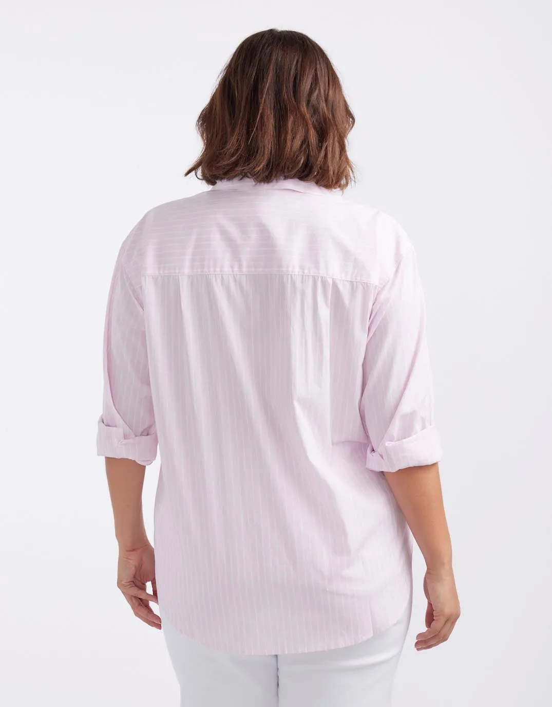Hayley Classic Shirt - Pale Pink Stripe