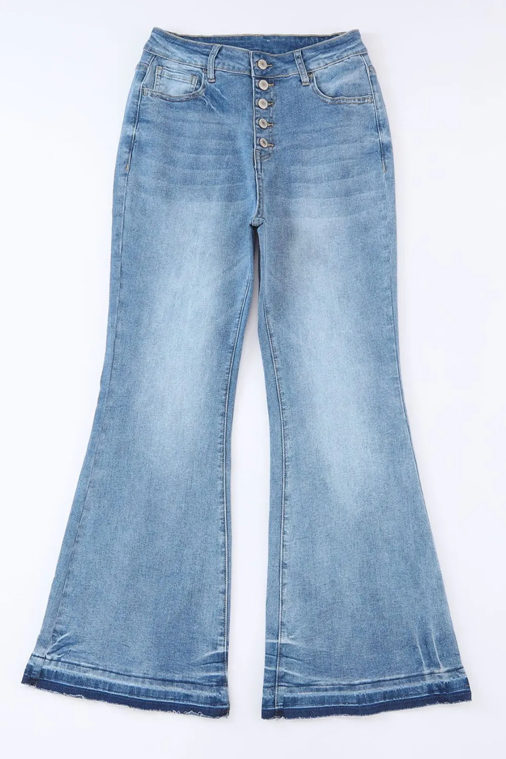 High Waist Button Fly Flare Jeans