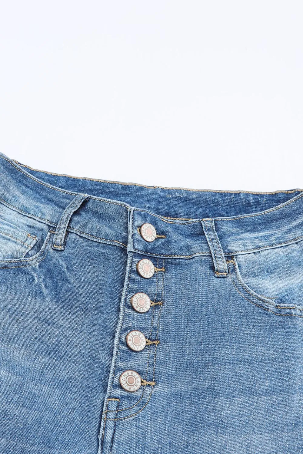 High Waist Button Fly Flare Jeans