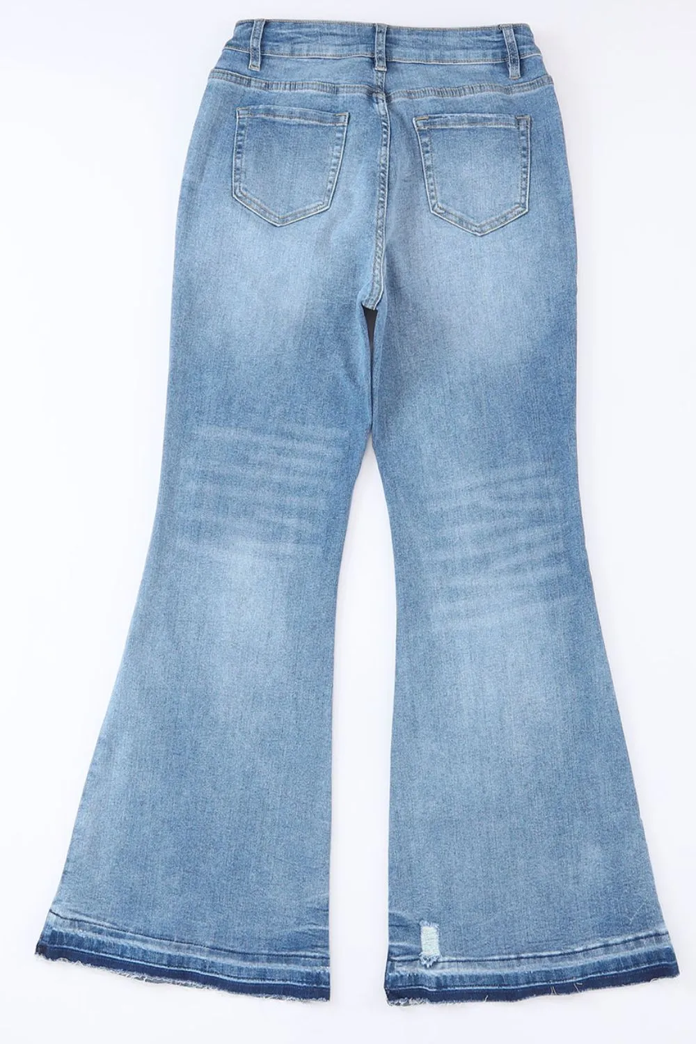 High Waist Button Fly Flare Jeans